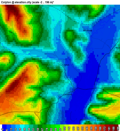 Colyton elevation map