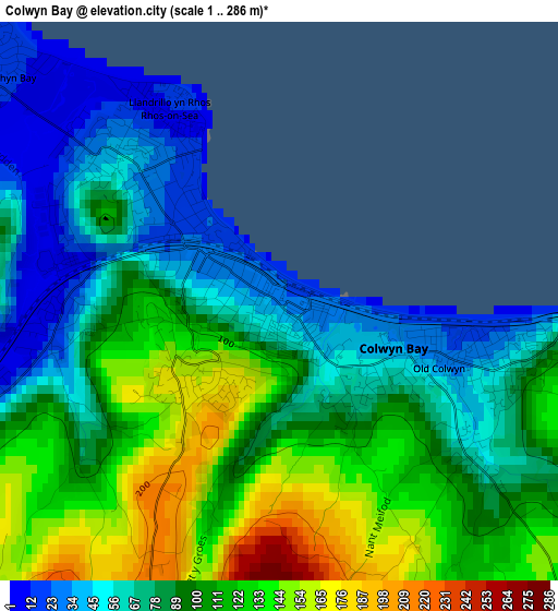 Colwyn Bay elevation map