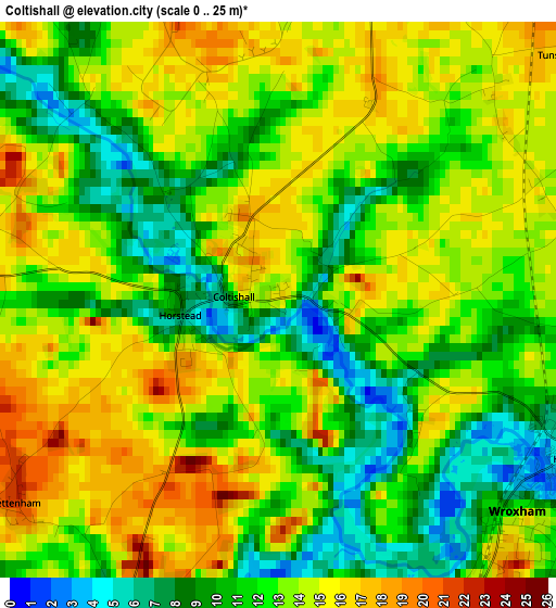 Coltishall elevation map