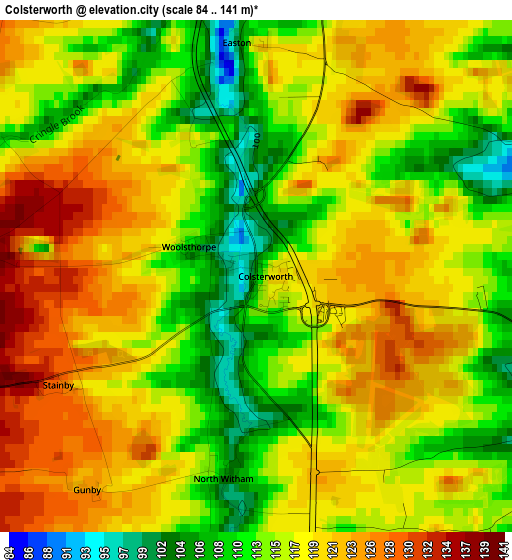 Colsterworth elevation map