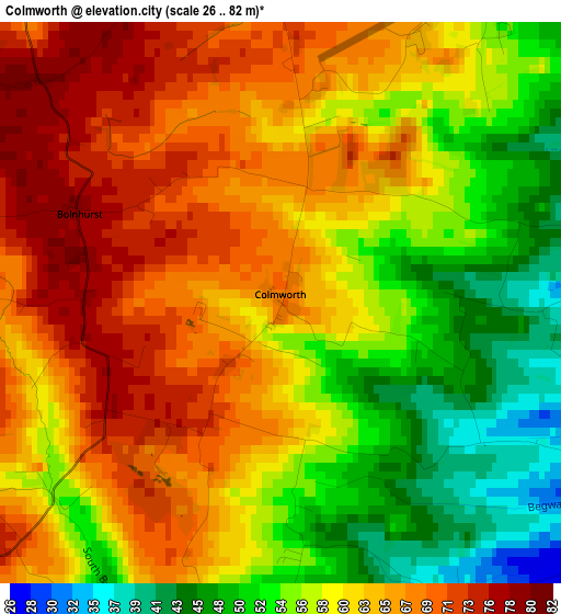 Colmworth elevation map