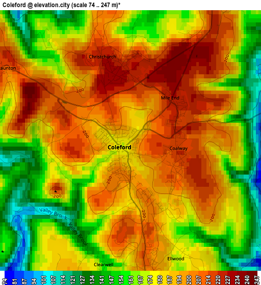 Coleford elevation map