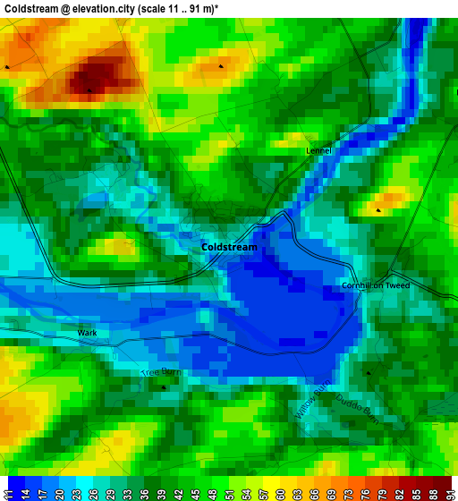 Coldstream elevation map