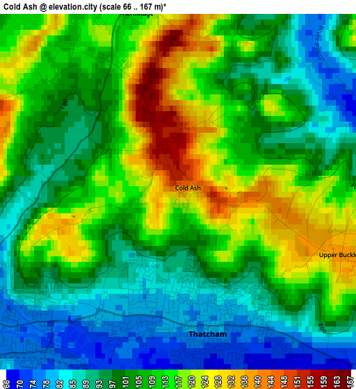 Cold Ash elevation map