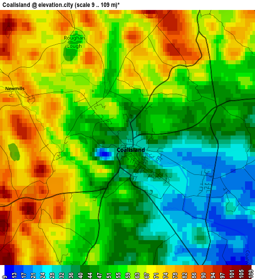 Coalisland elevation map