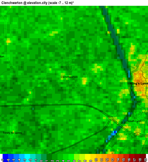 Clenchwarton elevation map