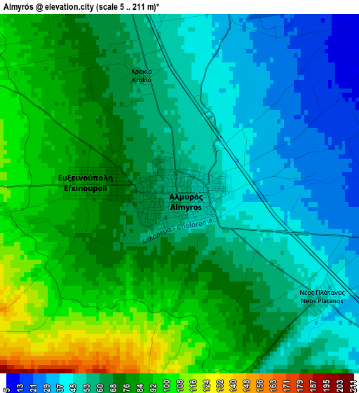 Almyrós elevation map