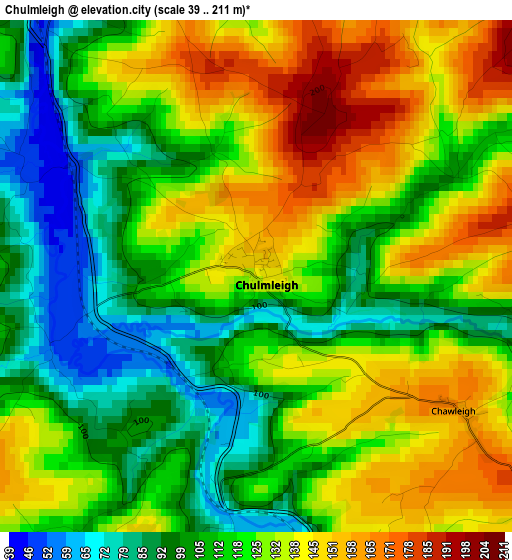 Chulmleigh elevation map