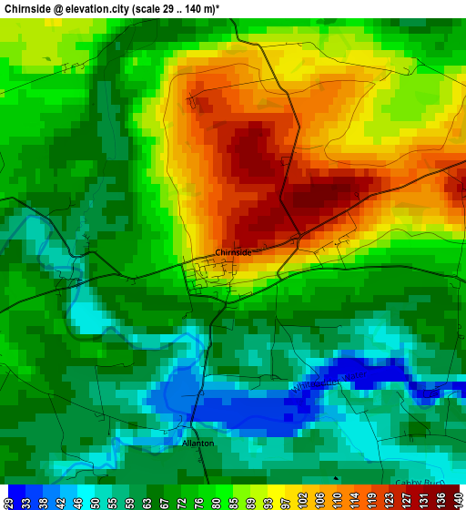 Chirnside elevation map