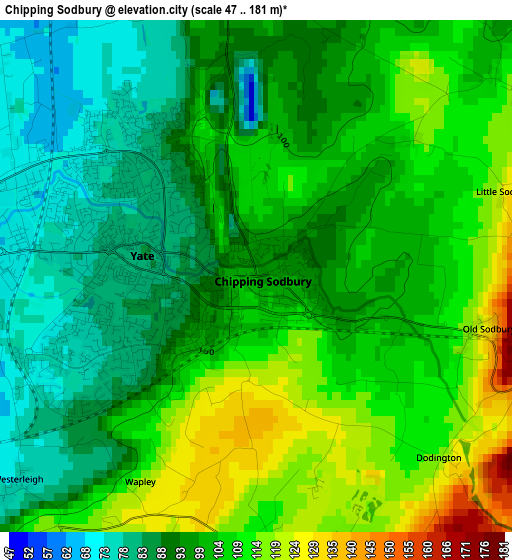 Chipping Sodbury elevation map