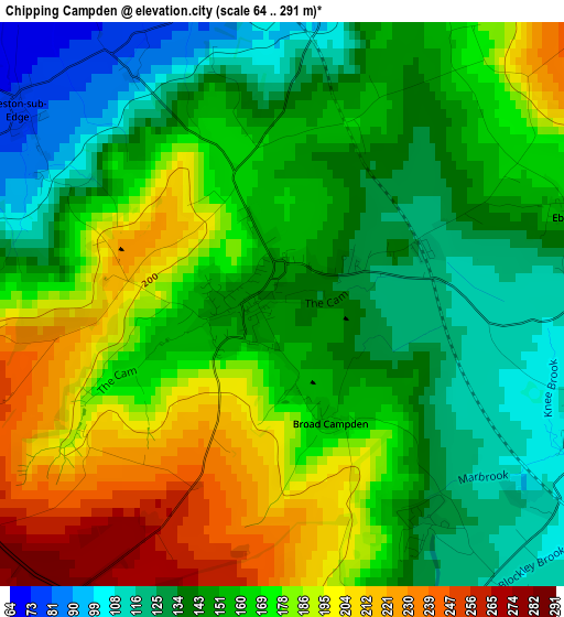 Chipping Campden elevation map