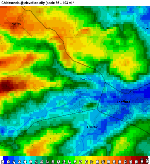 Chicksands elevation map