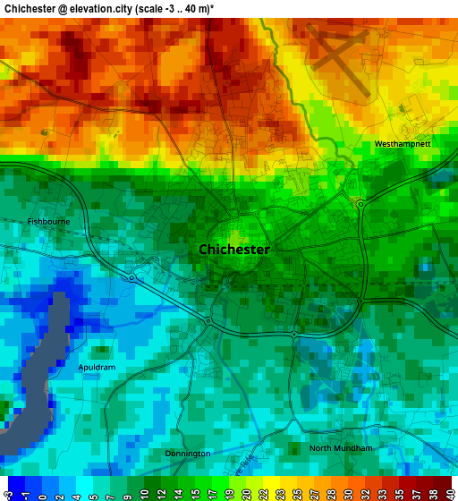 Chichester elevation map