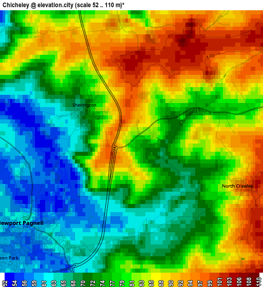 Chicheley elevation map