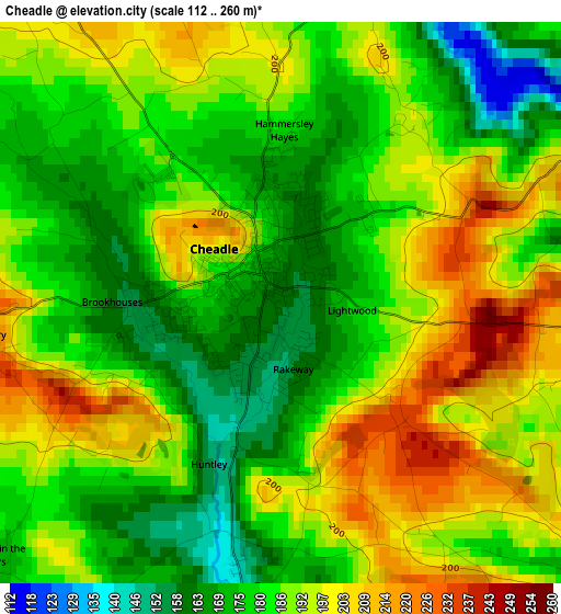 Cheadle elevation map