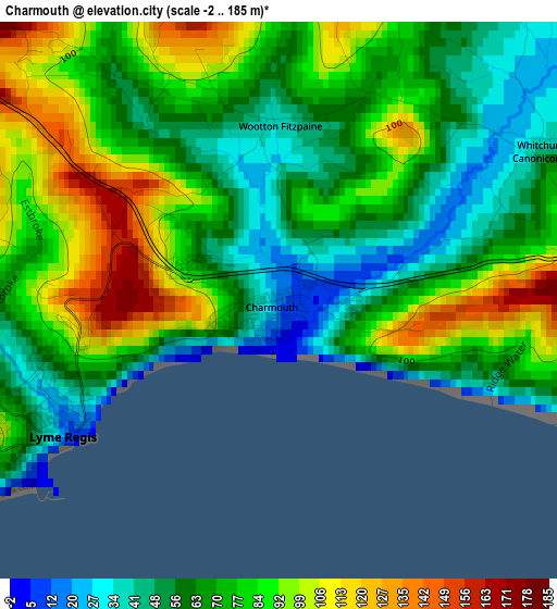 Charmouth elevation map