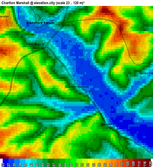 Charlton Marshall elevation map