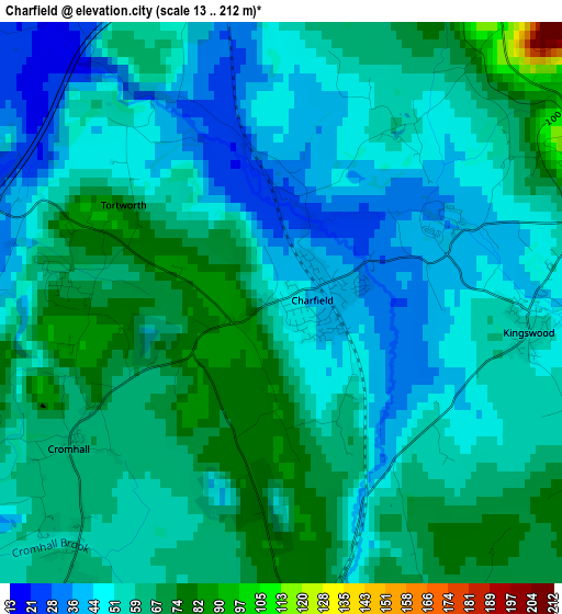 Charfield elevation map