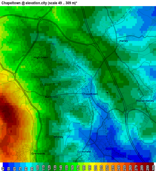 Chapeltown elevation map