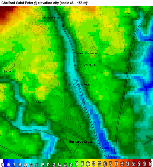 Chalfont Saint Peter elevation map