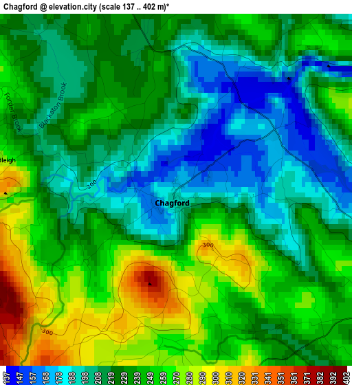 Chagford elevation map