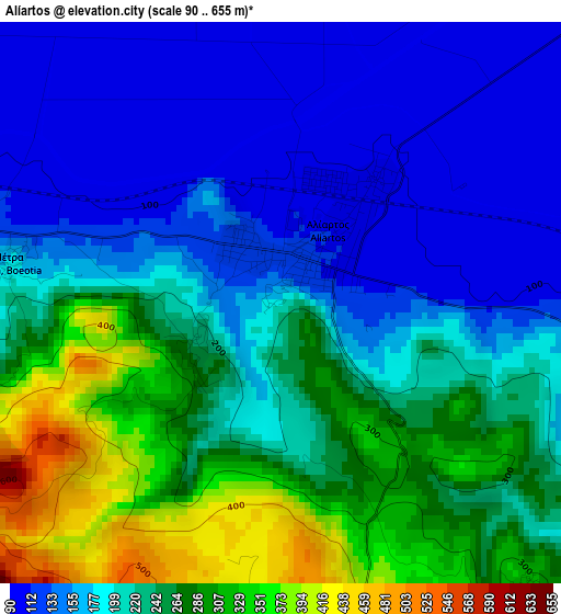 Alíartos elevation map