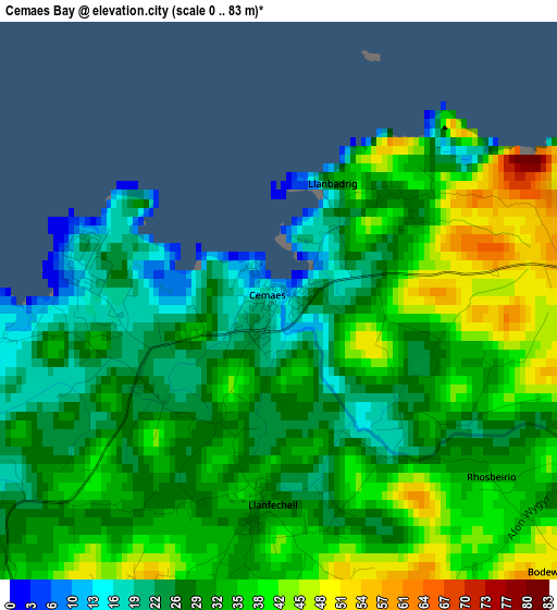 Cemaes Bay elevation map