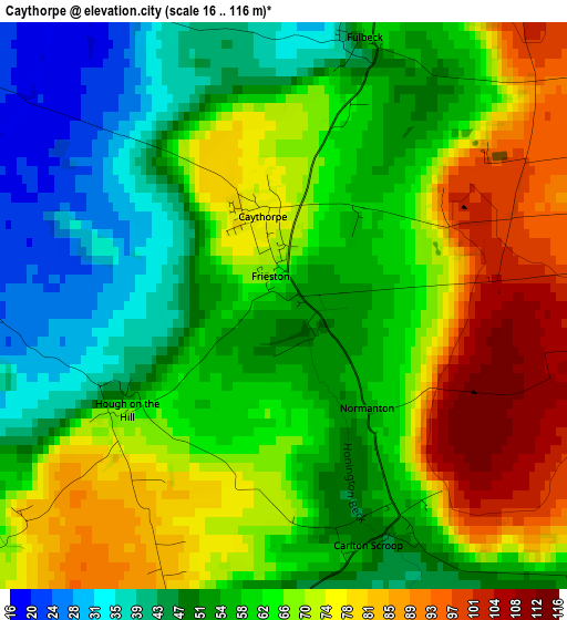 Caythorpe elevation map