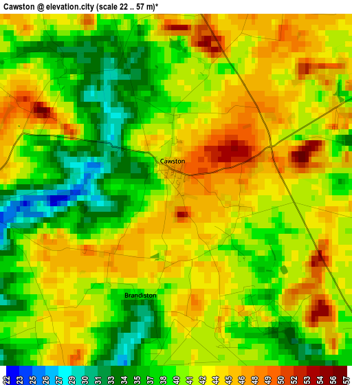 Cawston elevation map