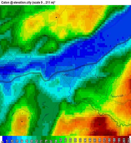 Caton elevation map