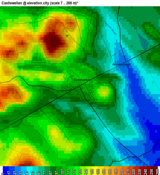 Castlewellan elevation map
