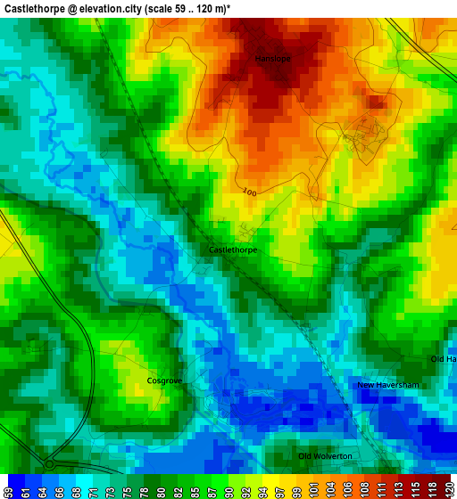 Castlethorpe elevation map