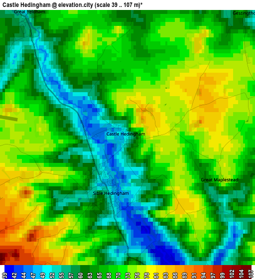 Castle Hedingham elevation map