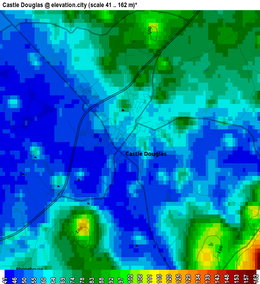 Castle Douglas elevation map