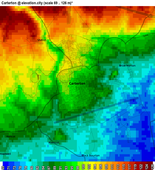 Carterton elevation map