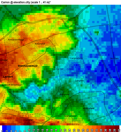 Carron elevation map