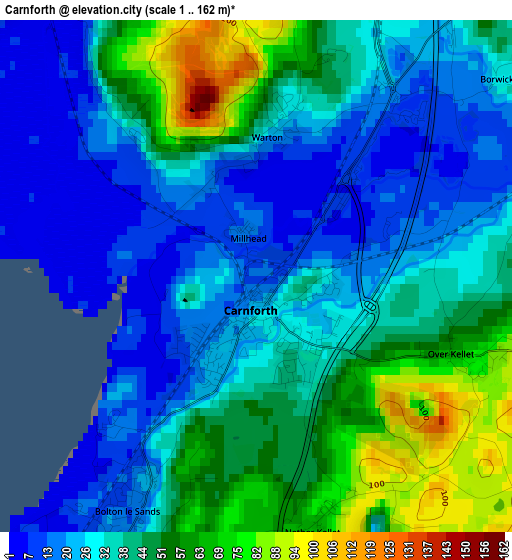 Carnforth elevation map