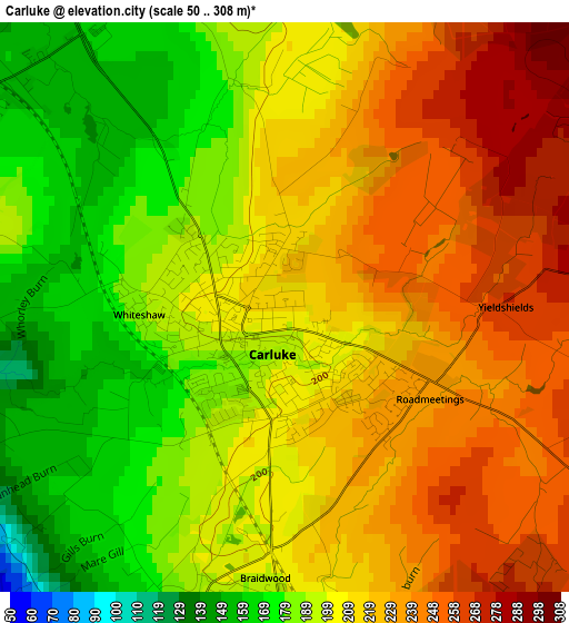 Carluke elevation map