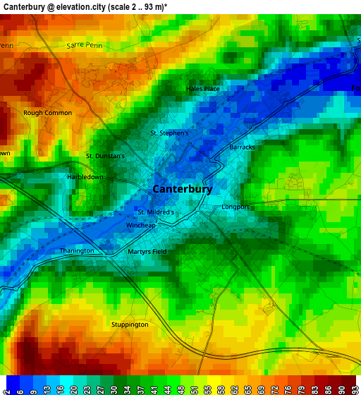 Canterbury elevation map