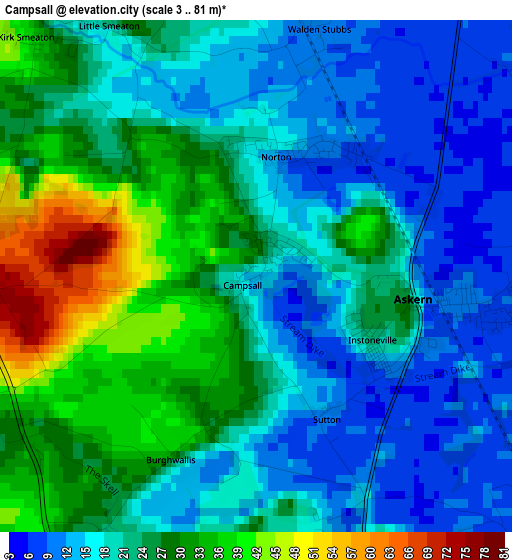 Campsall elevation map