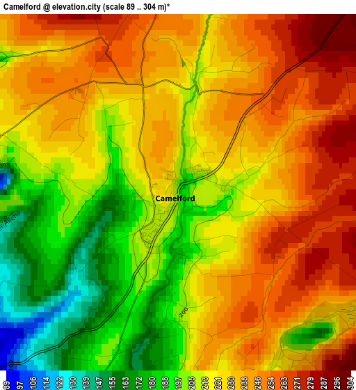 Camelford elevation map