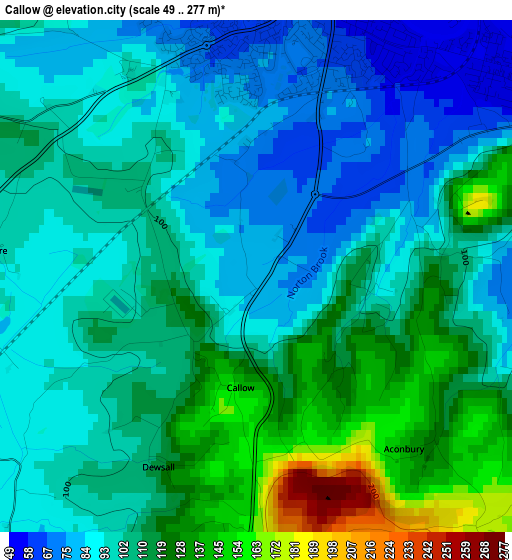 Callow elevation map