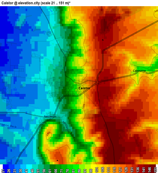 Caistor elevation map