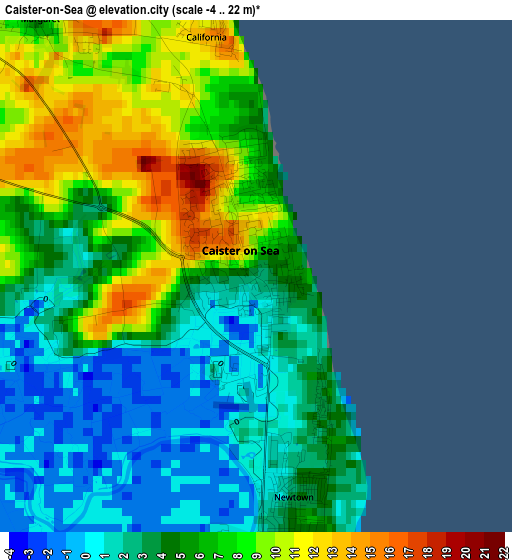 Caister-on-Sea elevation map