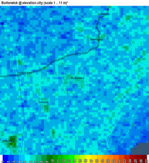 Butterwick elevation map