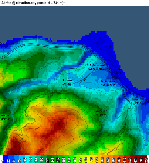 Akráta elevation map