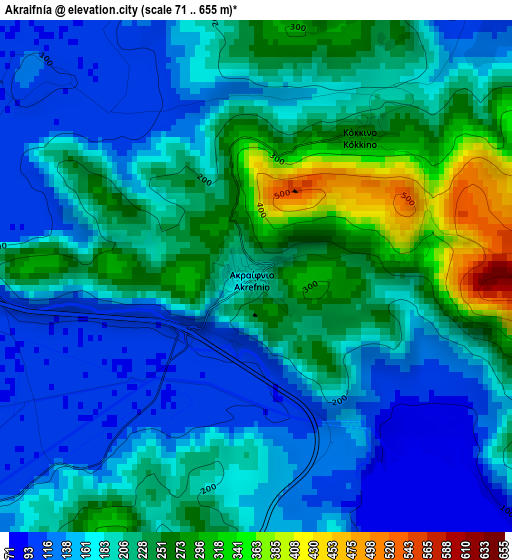 Akraifnía elevation map