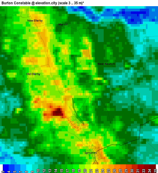 Burton Constable elevation map