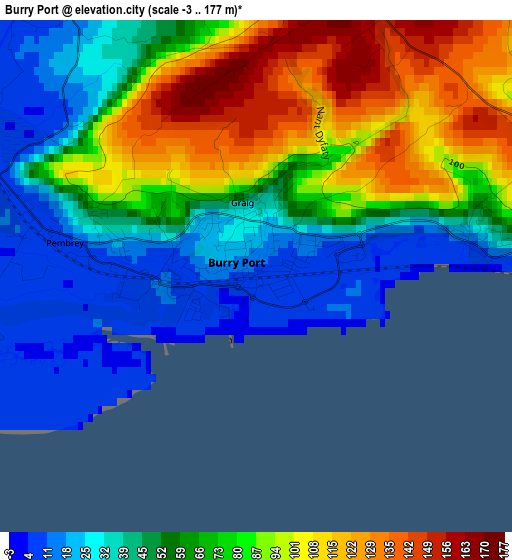 Burry Port elevation map