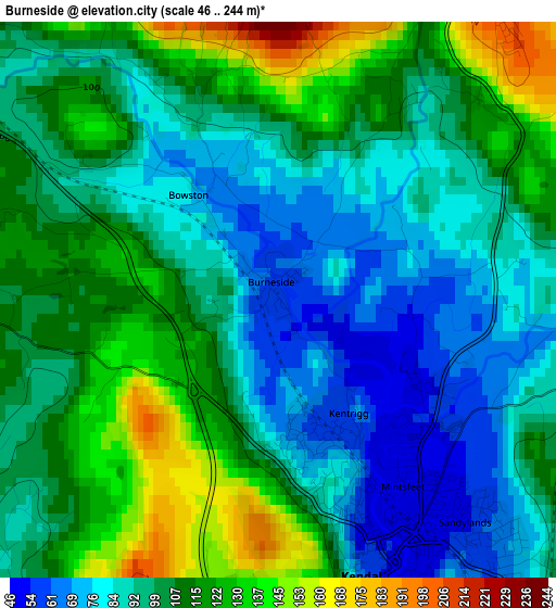 Burneside elevation map